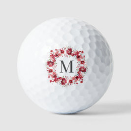 Pelotas De Golf Monograma floral personalizado