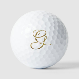 Pelotas De Golf Monograma G metálico en oro falso