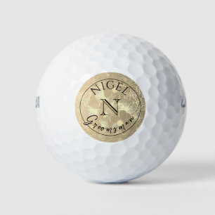 Pelotas De Golf Monograma Gold Personalizado Groomsman