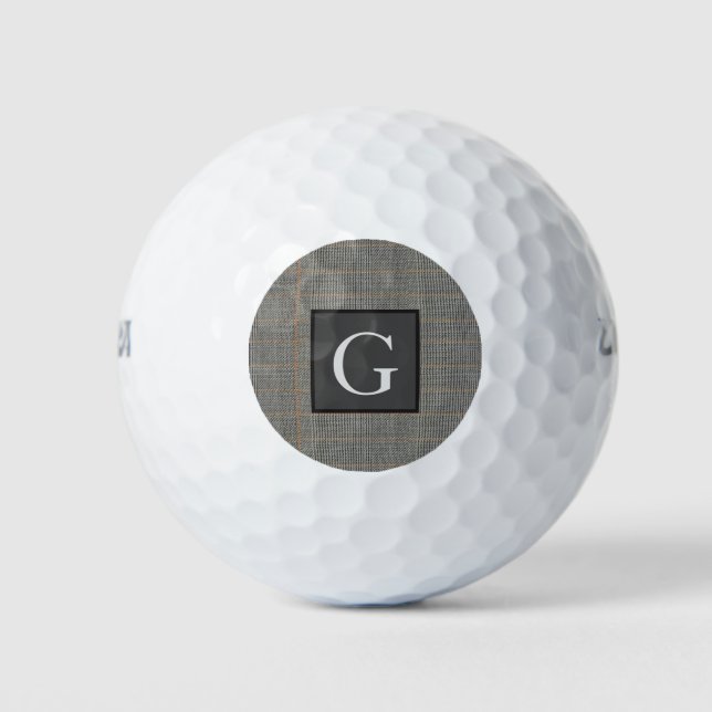 Pelotas De Golf Monograma Gray Tweed Groomsman Bestman Boda Regalo (Anverso)
