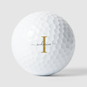 Pelotas De Golf Monograma Gris dorado Nombre Deporte familiar mode