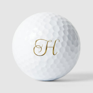 Pelotas De Golf Monograma H metálico en oro falso