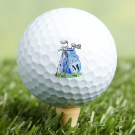 Pelotas De Golf Monograma Inicial Azul