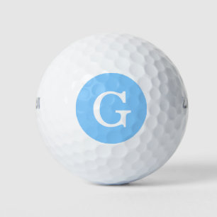 Pelotas De Golf Monograma inicial azul cielo