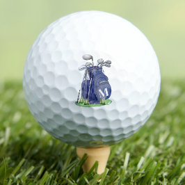 Pelotas De Golf Monograma Inicial Azul Marino
