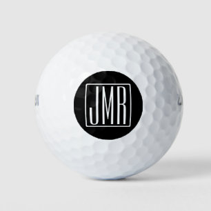 Pelotas De Golf Monograma inicial Blanco y negro (o color maread
