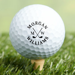 Pelotas De Golf Monograma Inicial de Nombre Elegante Moderno