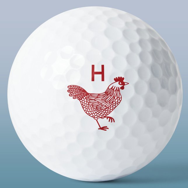 Pelotas De Golf Monograma inicial de pollo Hen (Chicken hen poultry monogram initial personalized golf ball)