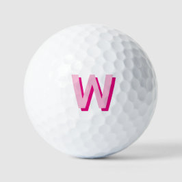Pelotas De Golf Monograma inicial de rosa intenso y rosa caliente