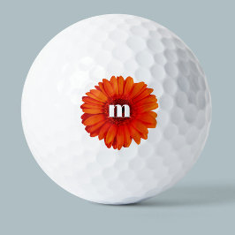 Pelotas De Golf Monograma inicial Gerbera Daisy