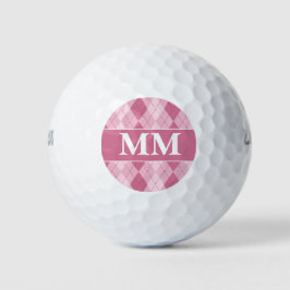 Pelotas De Golf Monograma inicial malva y blanco