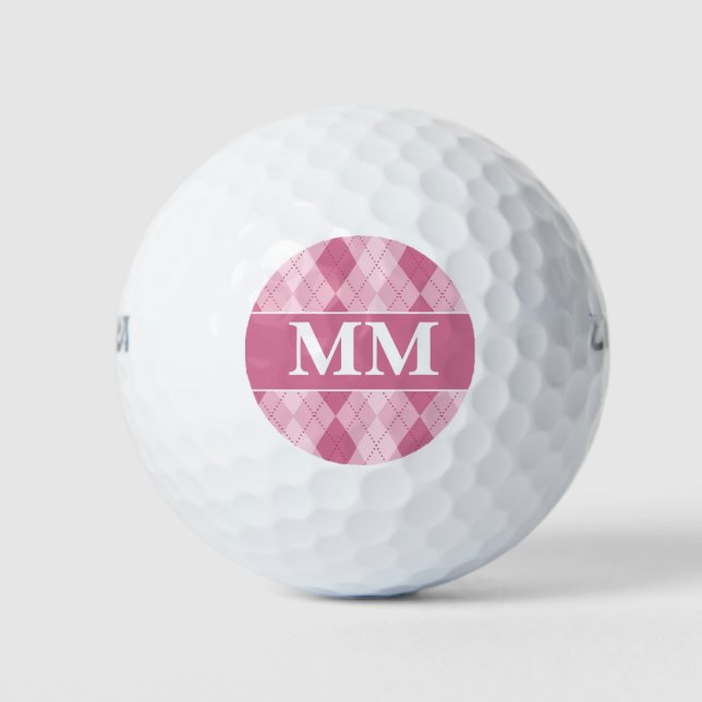Pelotas De Golf Monograma inicial malva y blanco (Anverso)
