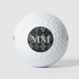 Pelotas De Golf Monograma inicial negro y gris
