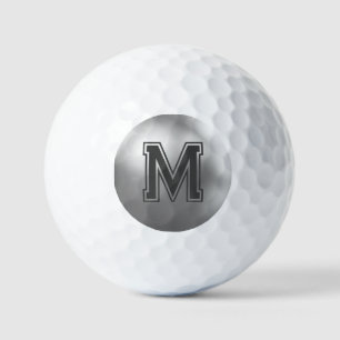 Pelotas De Golf Monograma Inicial Personalizado de Metal Pulido