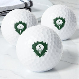 Pelotas De Golf Monograma inicial personalizado en verde para golf