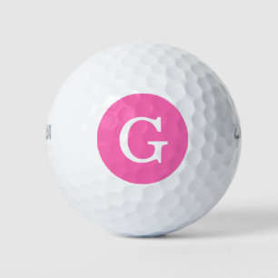 Pelotas De Golf Monograma inicial rosado caliente