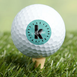 Pelotas De Golf Monograma Inicial Teal Moderno