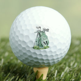 Pelotas De Golf Monograma Inicial Verde Salvia