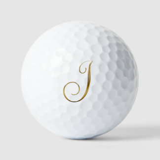 Pelotas De Golf Monograma J metálico dorado falso