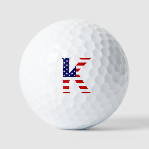 Pelotas De Golf Monograma K sobrepuesto en bandera de EE.UU. va gb