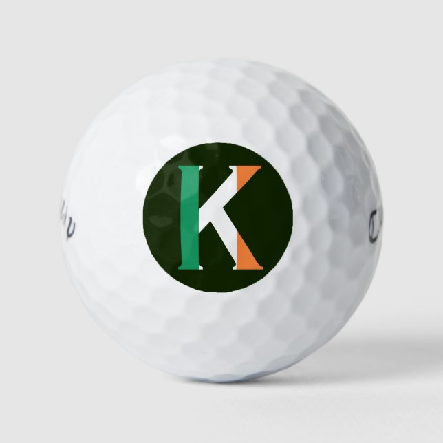 Pelotas De Golf Monograma K sobrepuesto sobre la bandera irlandesa (Anverso)