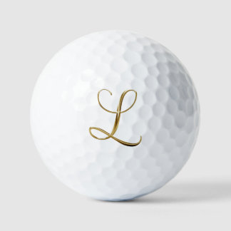Pelotas De Golf Monograma L Metálico Dorado Falso