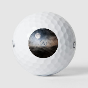 Pelotas De Golf Monograma Luna llena personalizado