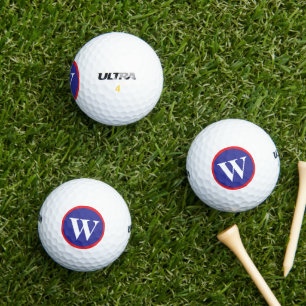 Pelotas De Golf Monograma Marca inicial de color rojo blanco elegi