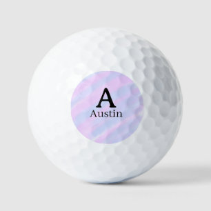 Pelotas De Golf Monograma mayúscula masculina agregar nombre púrpu