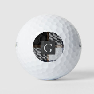 Pelotas De Golf Monograma Mejor Hombre Gris Rojo Tartán Negro