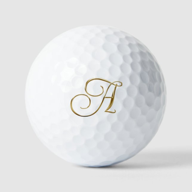 Pelotas De Golf Monograma metálico de oro falso A (Anverso)