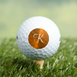 Pelotas De Golf Monograma metalizado brillante de bronce