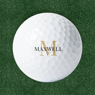 Pelotas De Golf Monograma minimalista del Personalizado de oro neg