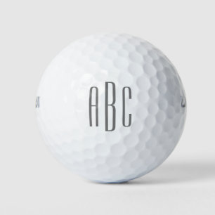 Pelotas De Golf Monograma Minimalista Moderno de Tres Letras en Gr