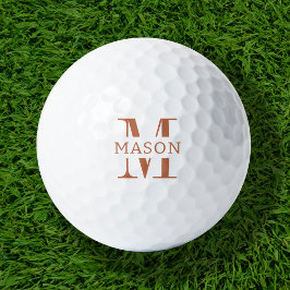 Pelotas De Golf Monograma minimalista personalizado