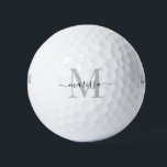 Pelotas De Golf Monograma moderno<br><div class="desc">Una moderna pelota de golf monocroma de diseño. Añade tu nombre inicial y de pila. Puede cambiar el color del tipo o inicial utilizando la herramienta de diseño simple.</div>