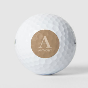Pelotas De Golf Monograma moderno beige marrón masculino