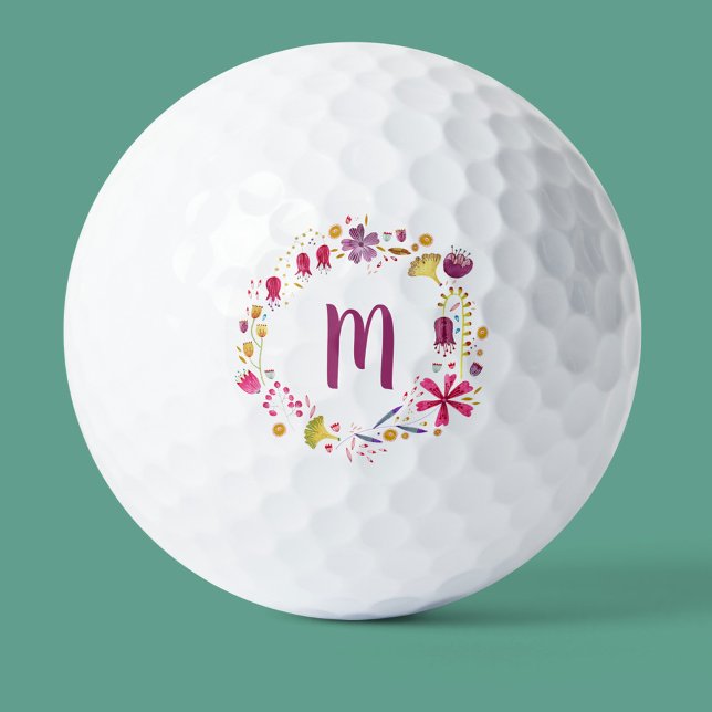 Pelotas De Golf Monograma moderno de flor acuática (Subido por el creador)