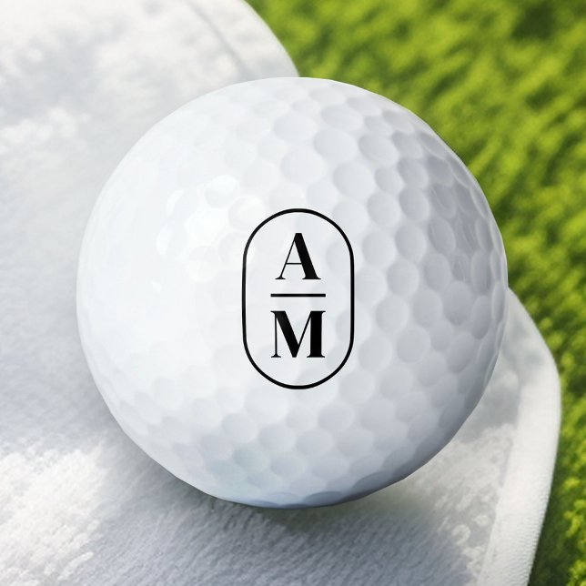Pelotas De Golf Monograma moderno de píldora mínima - negro (Custom Golf Balls)