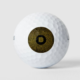 Pelotas De Golf Monograma moderno de puntos dorados negro