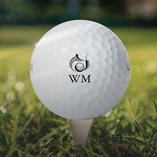 Pelotas De Golf Monograma moderno Fox personalizado (Personalized Monogram Modern Fox Golf Balls)