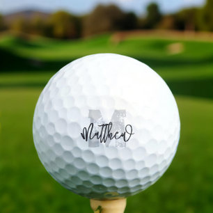 Pelotas De Golf Monograma Moderno Guay Grunge Añadir su nombre
