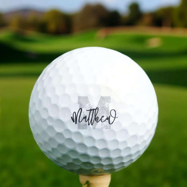 Pelotas De Golf Monograma Moderno Guay Grunge Añadir su nombre (Subido por el creador)