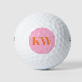 Pelotas De Golf Monograma moderno Naranja rosa personalizado