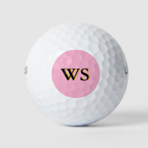 Pelotas De Golf Monograma moderno Naranja rosa personalizado