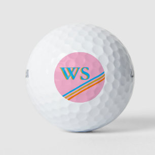 Pelotas De Golf Monograma moderno Naranja rosa personalizado