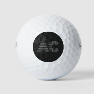 Pelotas De Golf Monograma moderno negro y gris