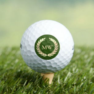 Pelotas De Golf Monograma moderno Nombre personalizado Wreath Golf