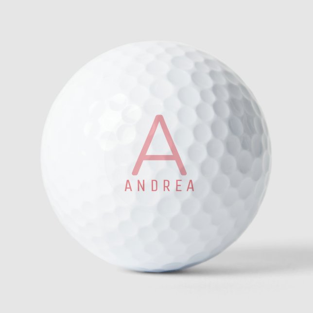 Pelotas De Golf Monograma moderno personalizado rosado (Anverso)