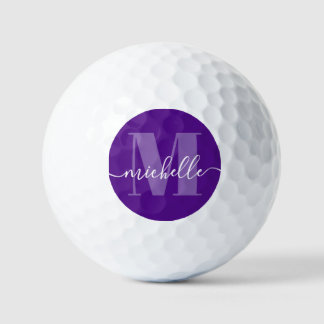 Pelotas De Golf Monograma moderno Purple Elegant